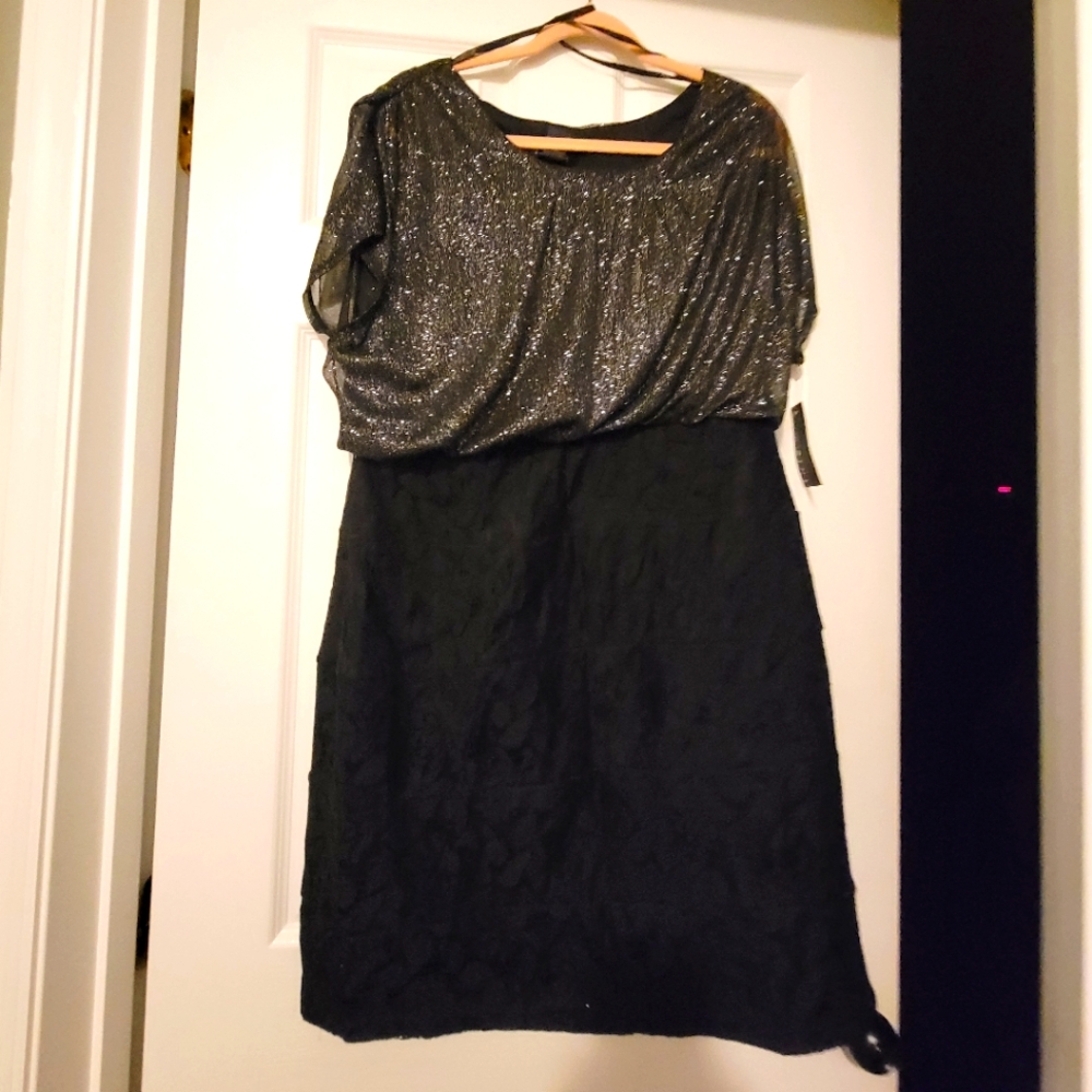 Enfocus womens black sparkly top dress.  18W. NWT